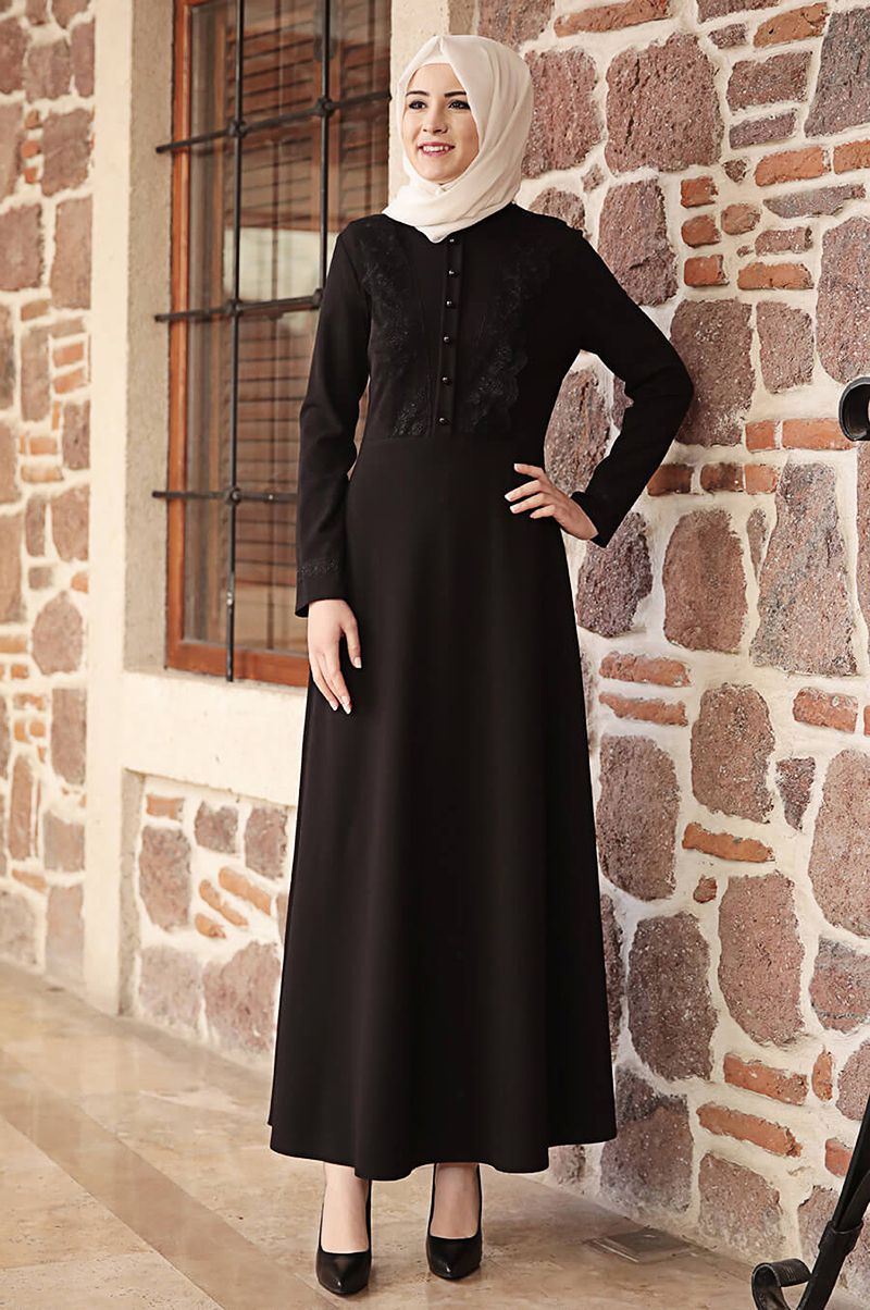 Glzade Elbise Siyah - Amine Hma