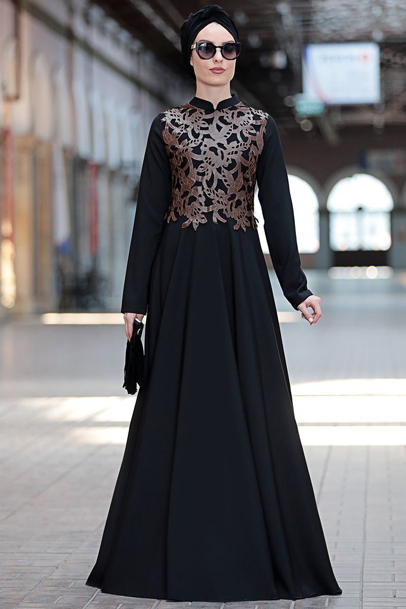 Deri Detayl Elbise Kahverengi - Rana Zenn
